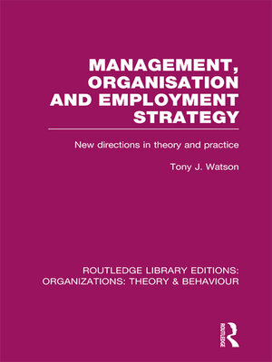 cover image of Management Organization and Employment Strategy (RLE